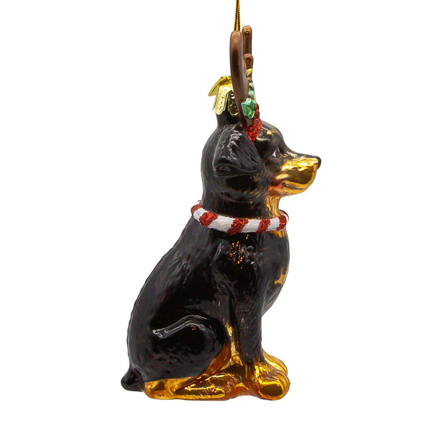 Noble Gems™ Rottweiler With Antlers Glass Ornament