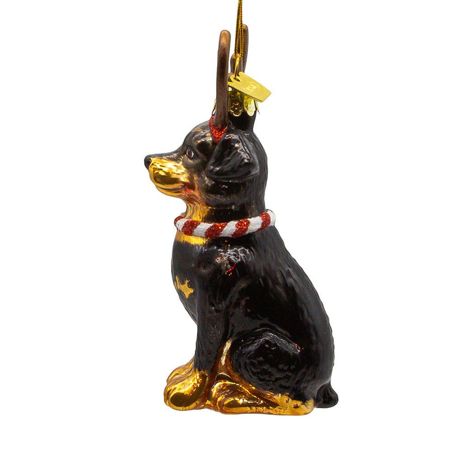 Noble Gems™ Rottweiler With Antlers Glass Ornament
