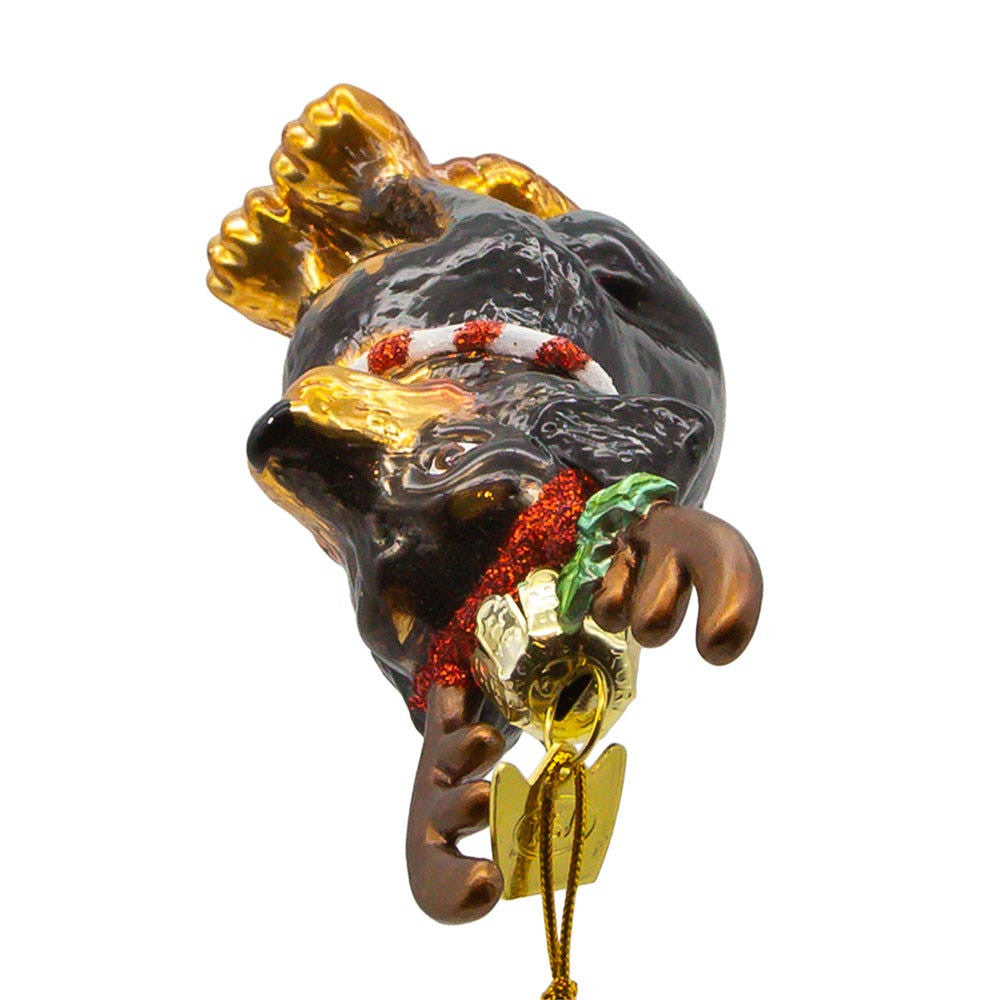 Noble Gems™ Rottweiler With Antlers Glass Ornament