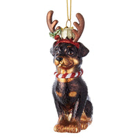 Noble Gems™ Rottweiler With Antlers Glass Ornament
