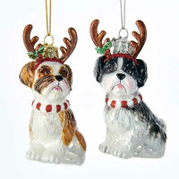 Noble Gems™ Shih-Tzu With Antlers Glass Ornaments