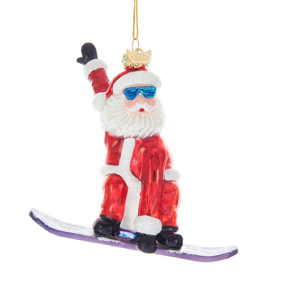Noble Gems™ Glass Snowboard Santa Ornament