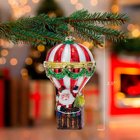 Noble Gems™ Glass Santa Hot Air Balloon Ornament