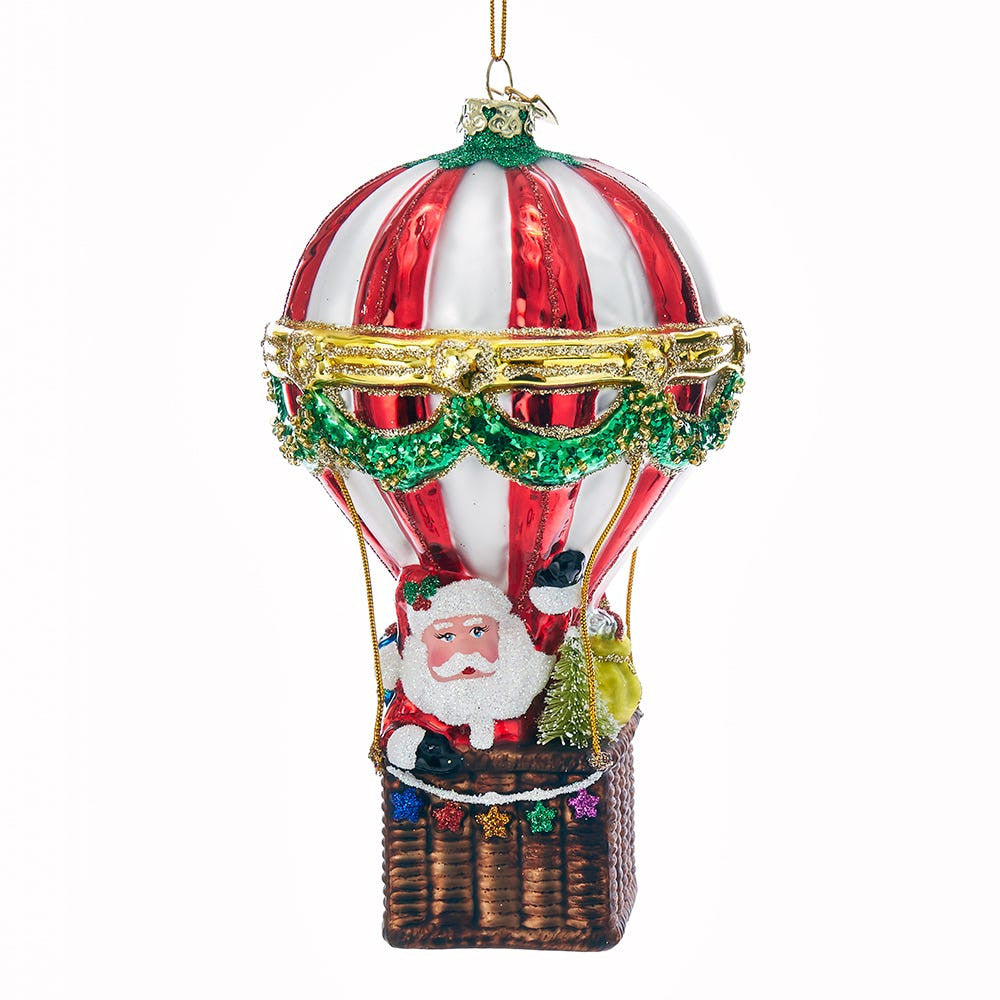 Noble Gems™ Glass Santa Hot Air Balloon Ornament