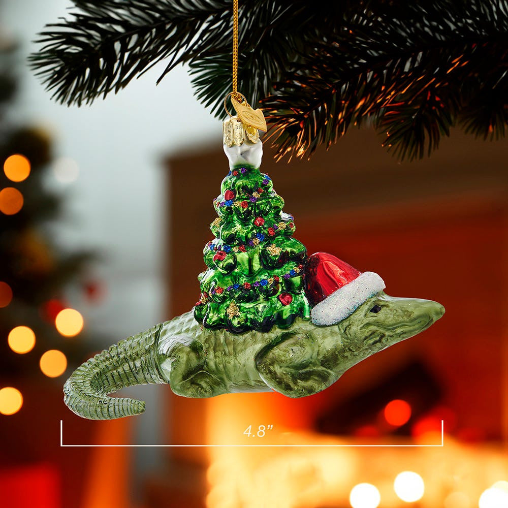 Noble Gems™ Glass Alligator With Christmas Tree