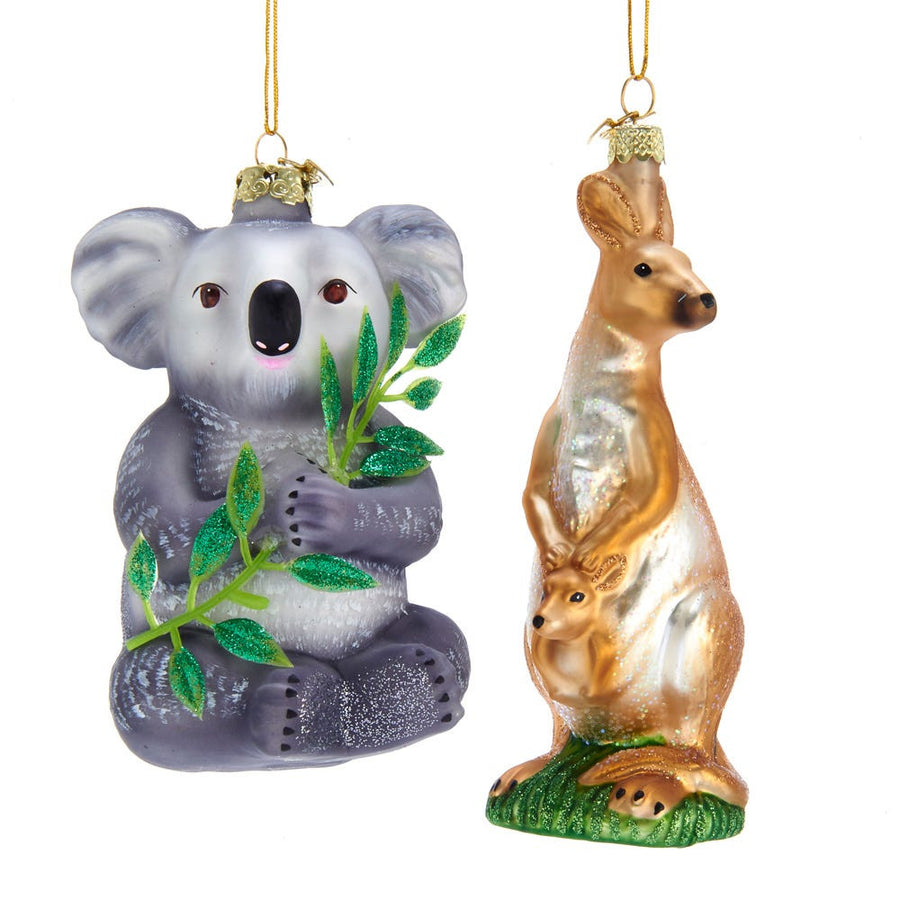 Noble Gems™ Koala and Kangaroo Glass Ornaments