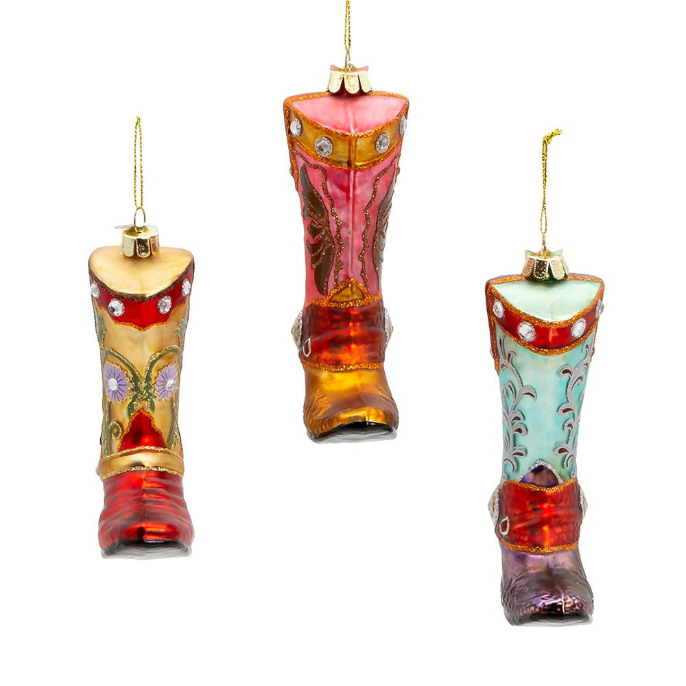 Noble Gems™ Glass Cowboy Boot Ornaments