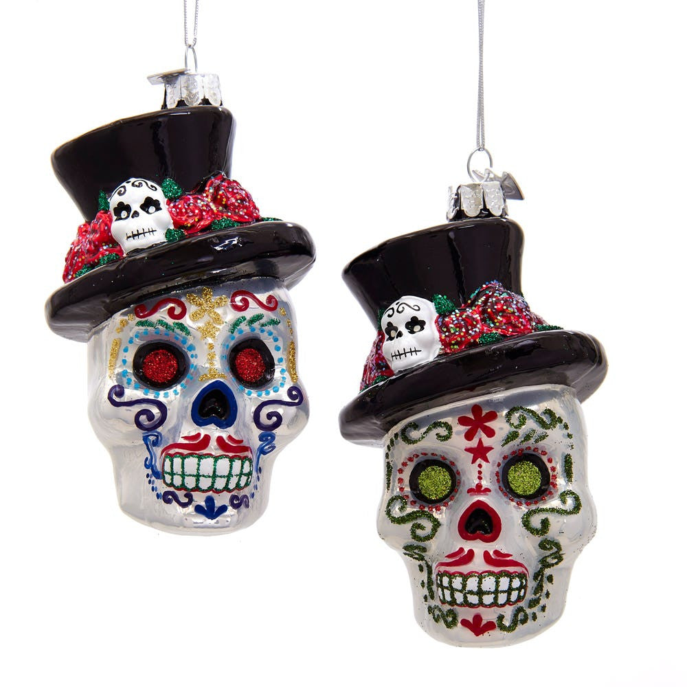 Noble Gems™ Glass Skeleton Head Ornaments