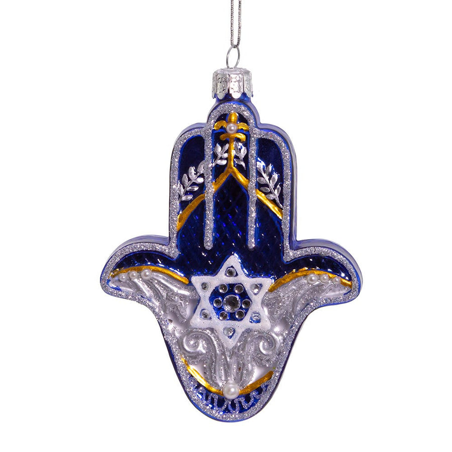 Noble Gems™ Glass Hanukkah Hamsa Hand Ornament