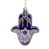 Noble Gems™ Glass Hanukkah Hamsa Hand Ornament