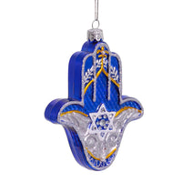 Noble Gems™ Glass Hanukkah Hamsa Hand Ornament