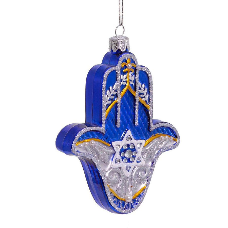 Noble Gems™ Glass Hanukkah Hamsa Hand Ornament