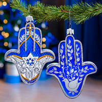 Noble Gems™ Glass Hanukkah Hamsa Hand Ornament