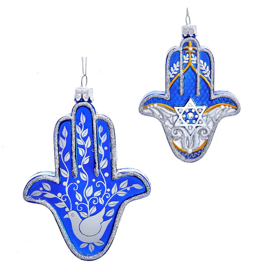 Noble Gems™ Glass Hanukkah Hamsa Hand Ornament