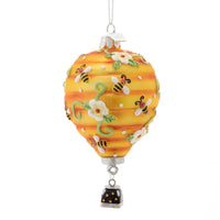Noble Gems™ Hot Air Balloon With Bees Glass Ornament