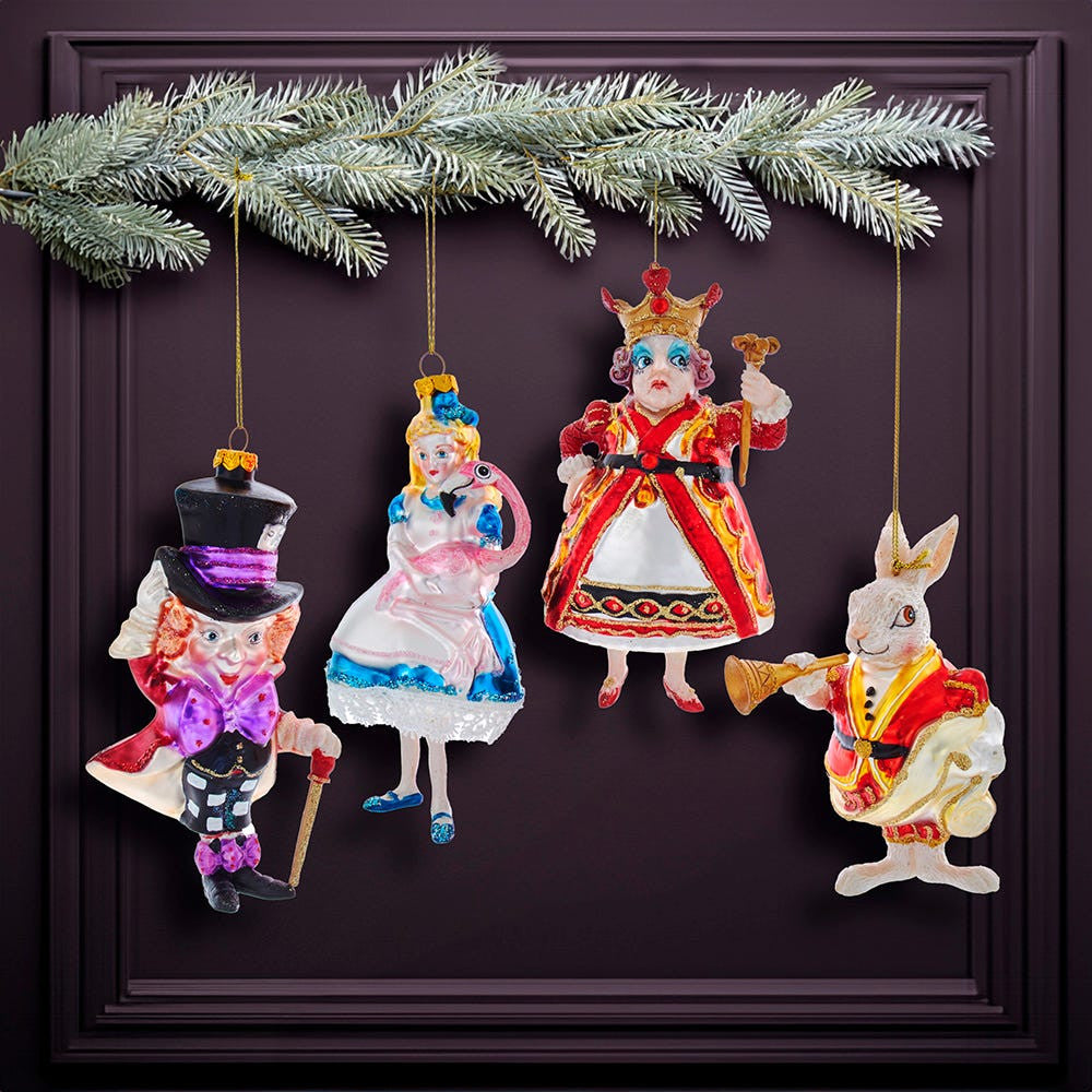 Noble Gems™ Glass Alice In Wonderland Ornaments