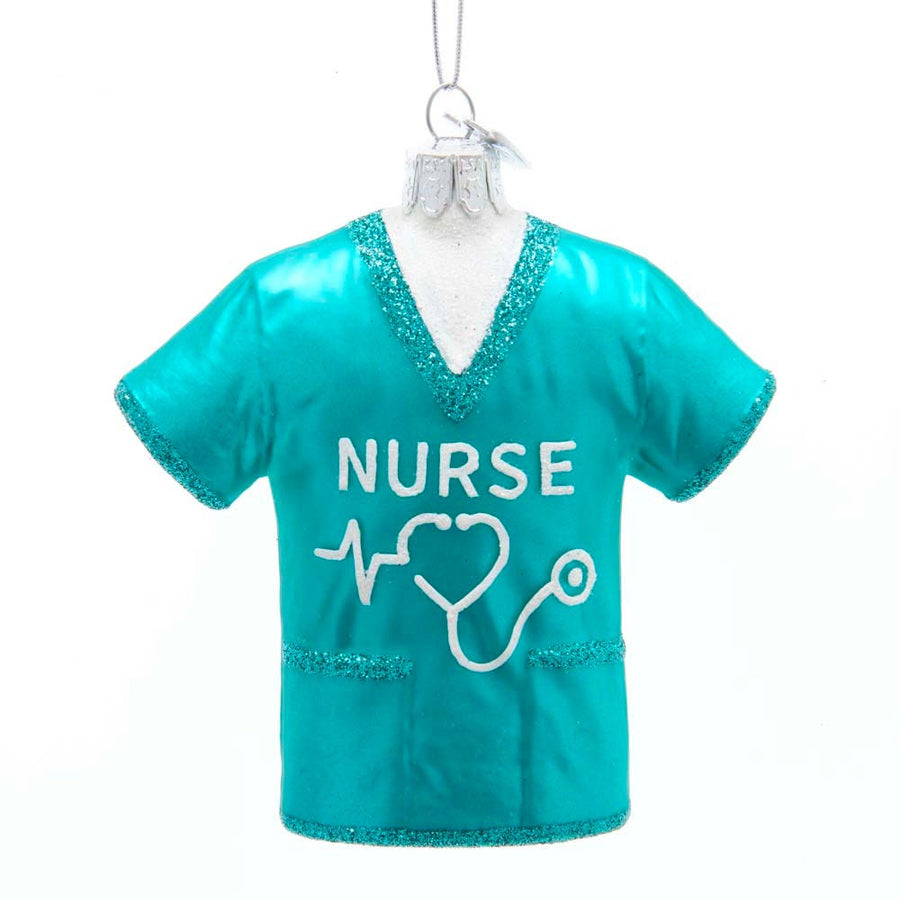 Noble Gems™ Nurse Scrubs Shirt Glass Ornament