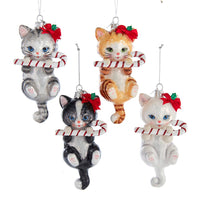Noble Gems™ Glass Cat With Candy Cane Ornaments