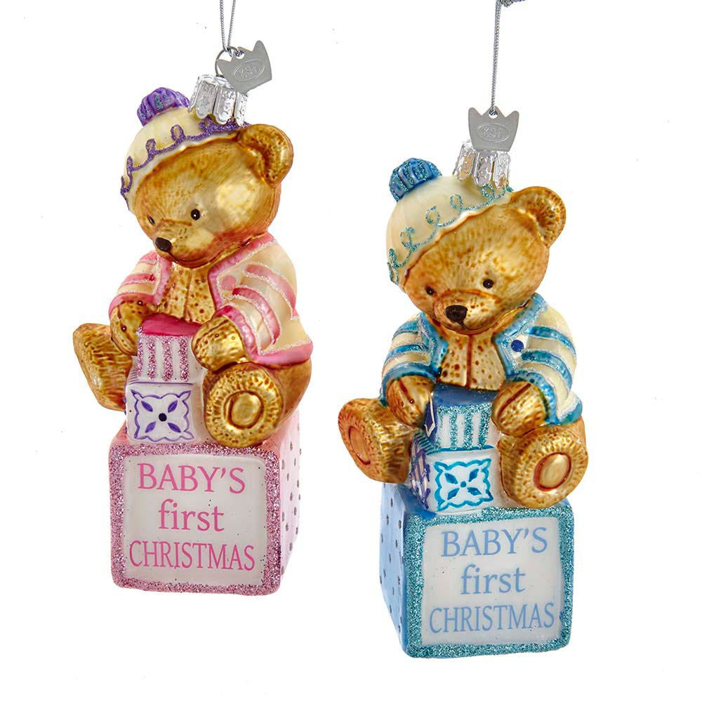 Noble Gems™ Glass "Baby's First Christmas" Baby Bear Ornaments