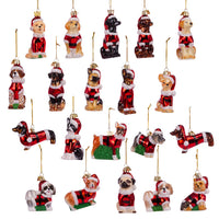 Noble Gems™ Glass Dogs With Santa Suit Ornaments