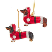 Noble Gems™ Glass Daschund With Santa Suit Ornaments