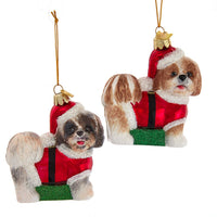 Noble Gems™ Glass Shih-Tzu With Santa Suit Ornaments