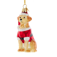 Noble Gems™ Glass Yellow Labrador Retriever With Santa Suit Ornament