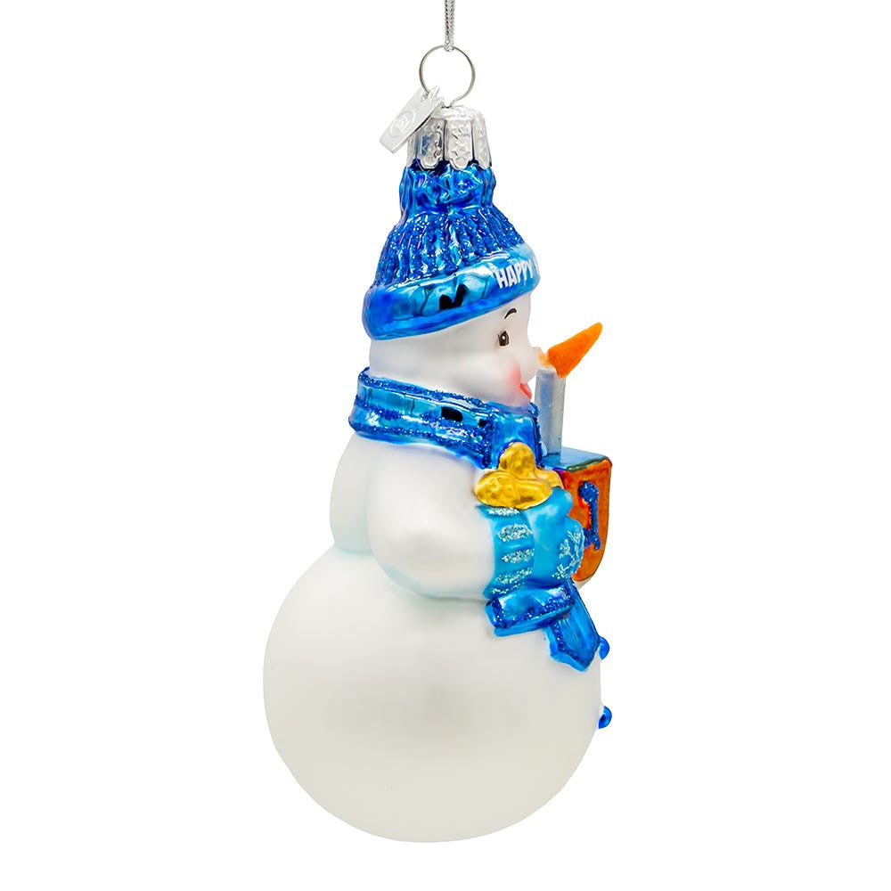 Noble Gems™ Glass Hanukkah Snowman Ornament
