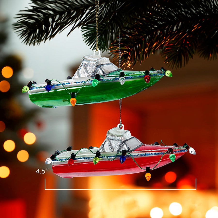 Noble Gems™ Glass Speed Boat Ornaments