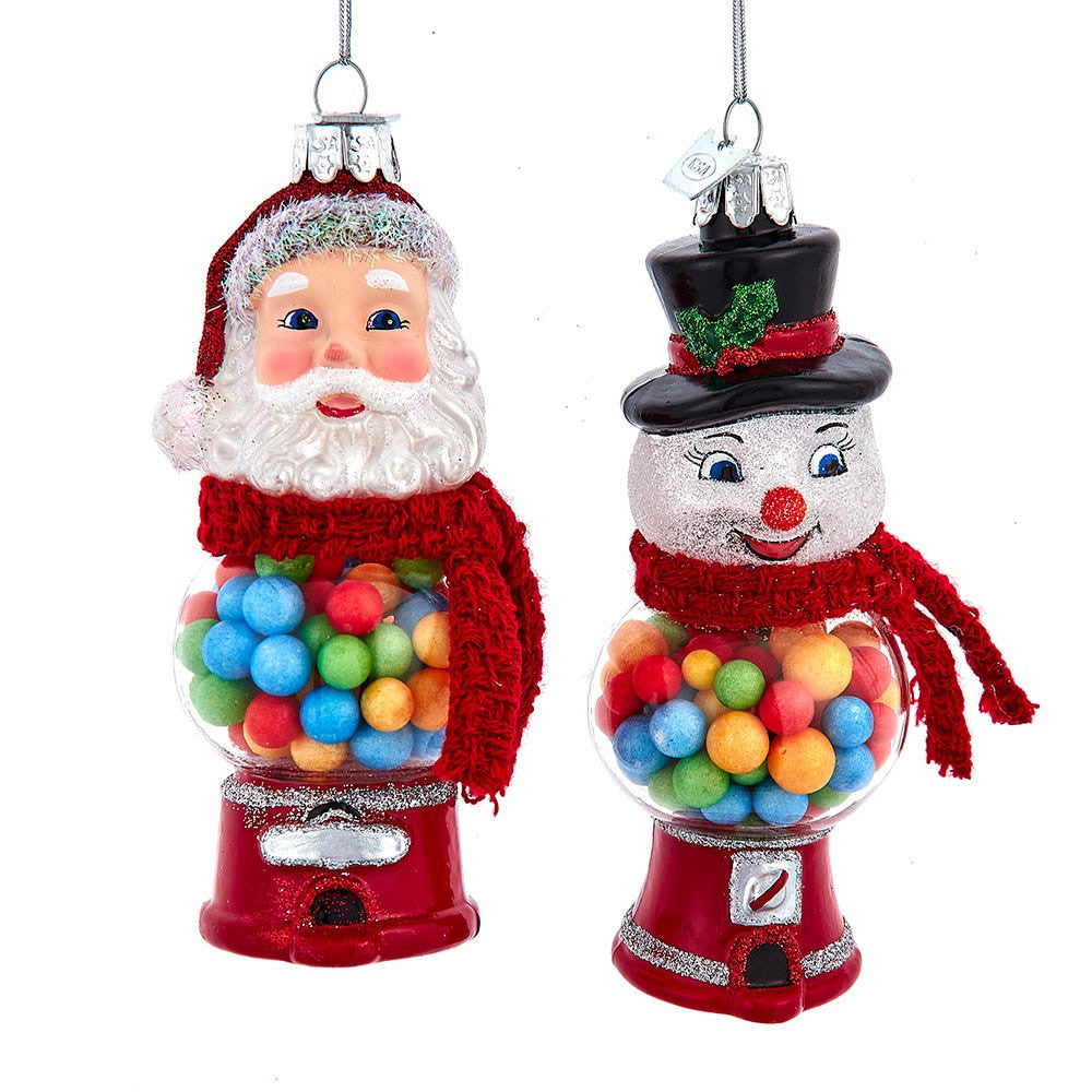 Noble Gems™ Glass Santa & Snowman Gumball Machine Ornament