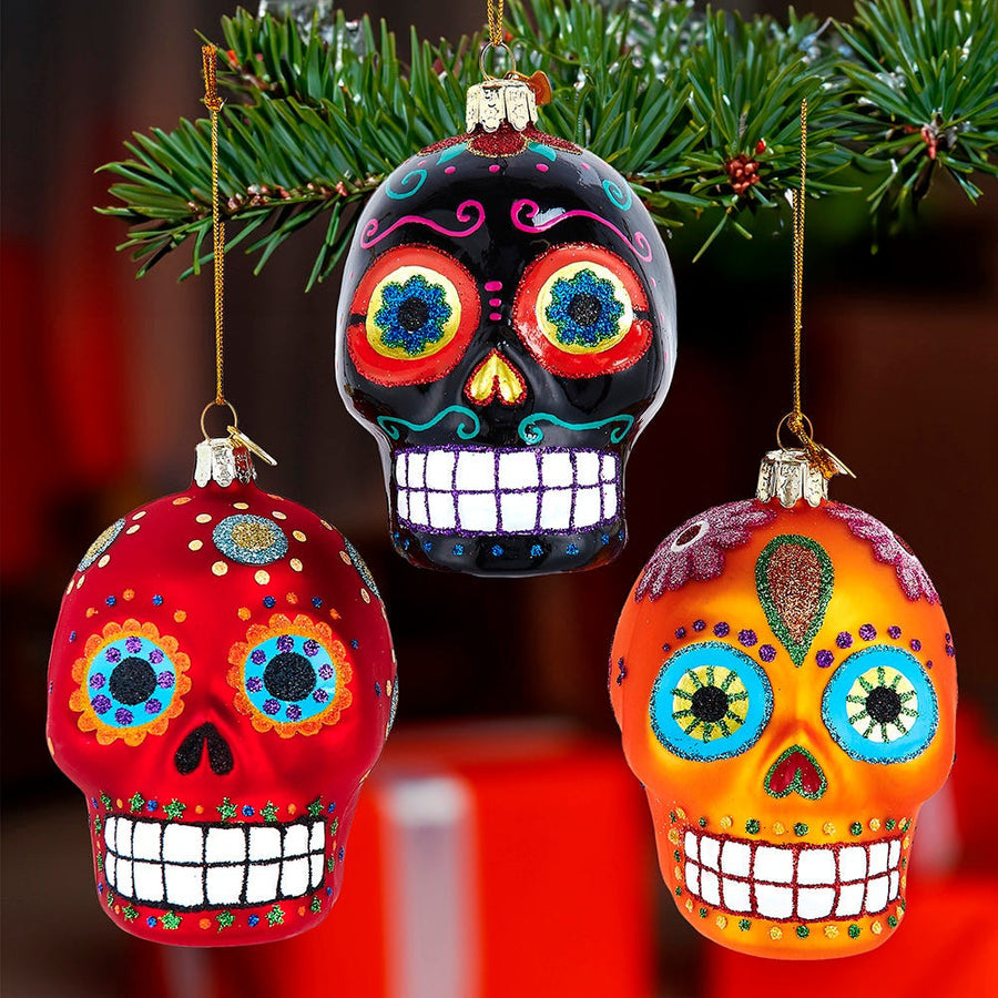Noble Gems™ Glass Sugar Skull Ornaments