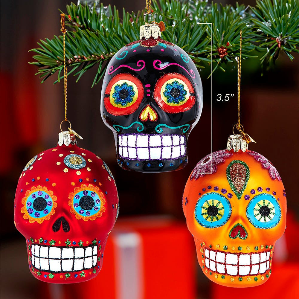 Noble Gems™ Glass Sugar Skull Ornaments