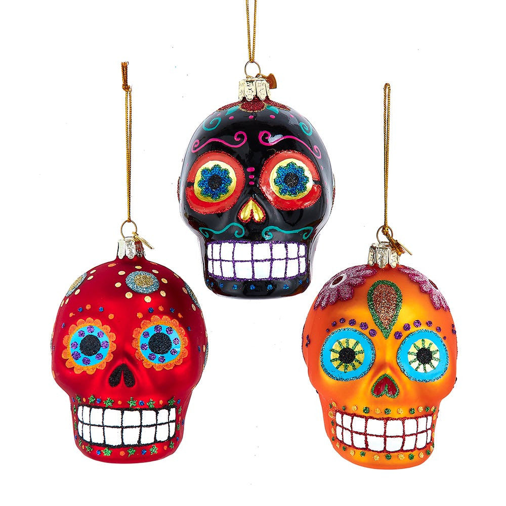 Noble Gems™ Glass Sugar Skull Ornaments