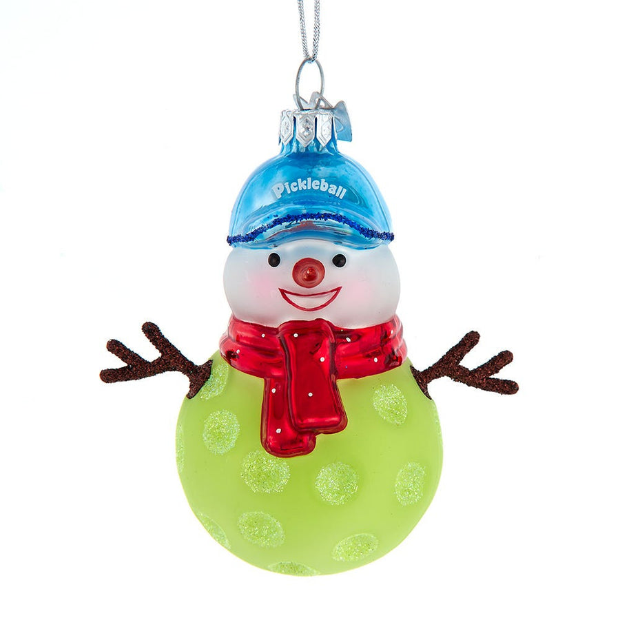 Noble Gems™ Glass Pickleball Snowman Ornament