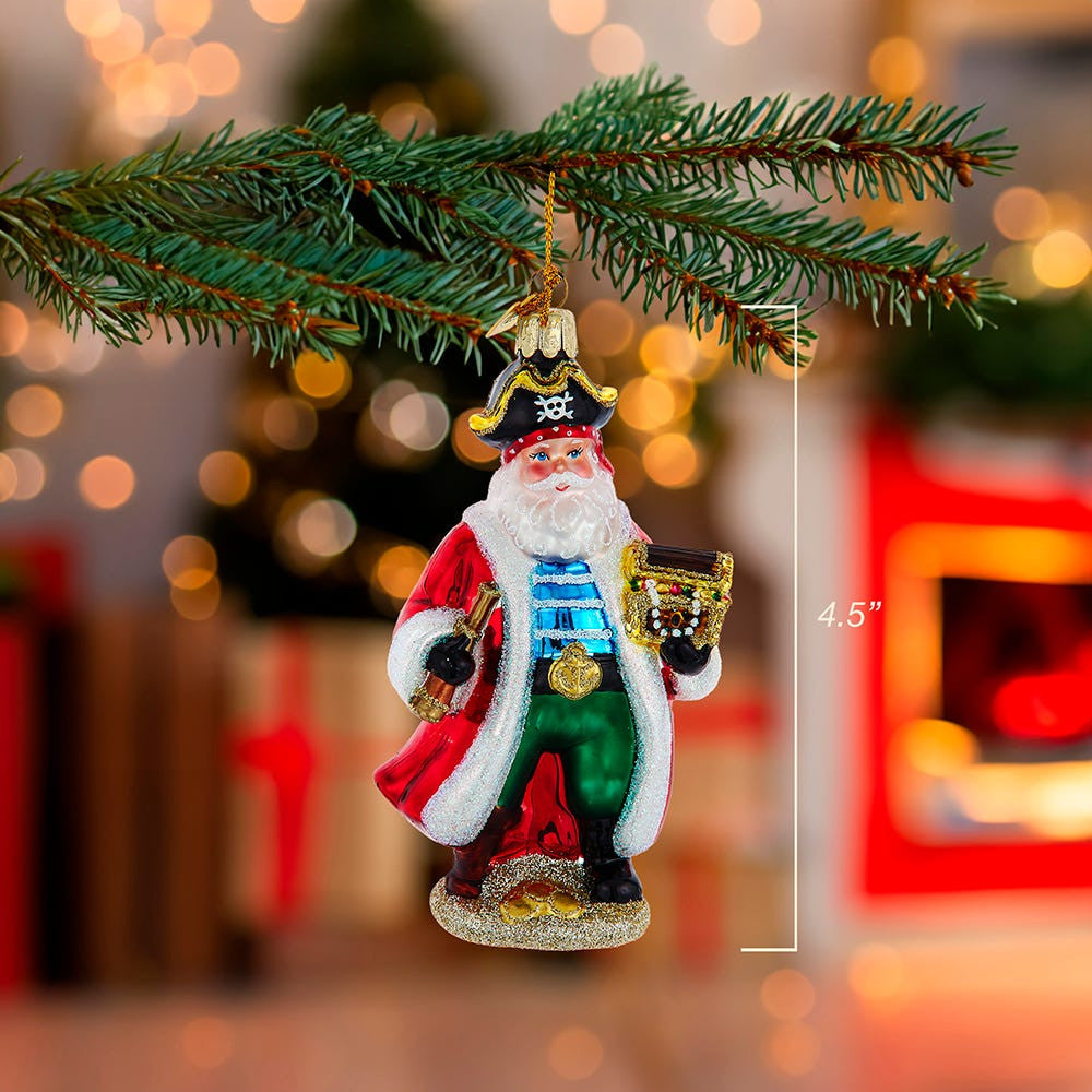 Noble Gems™ Glass Pirate Santa Ornament