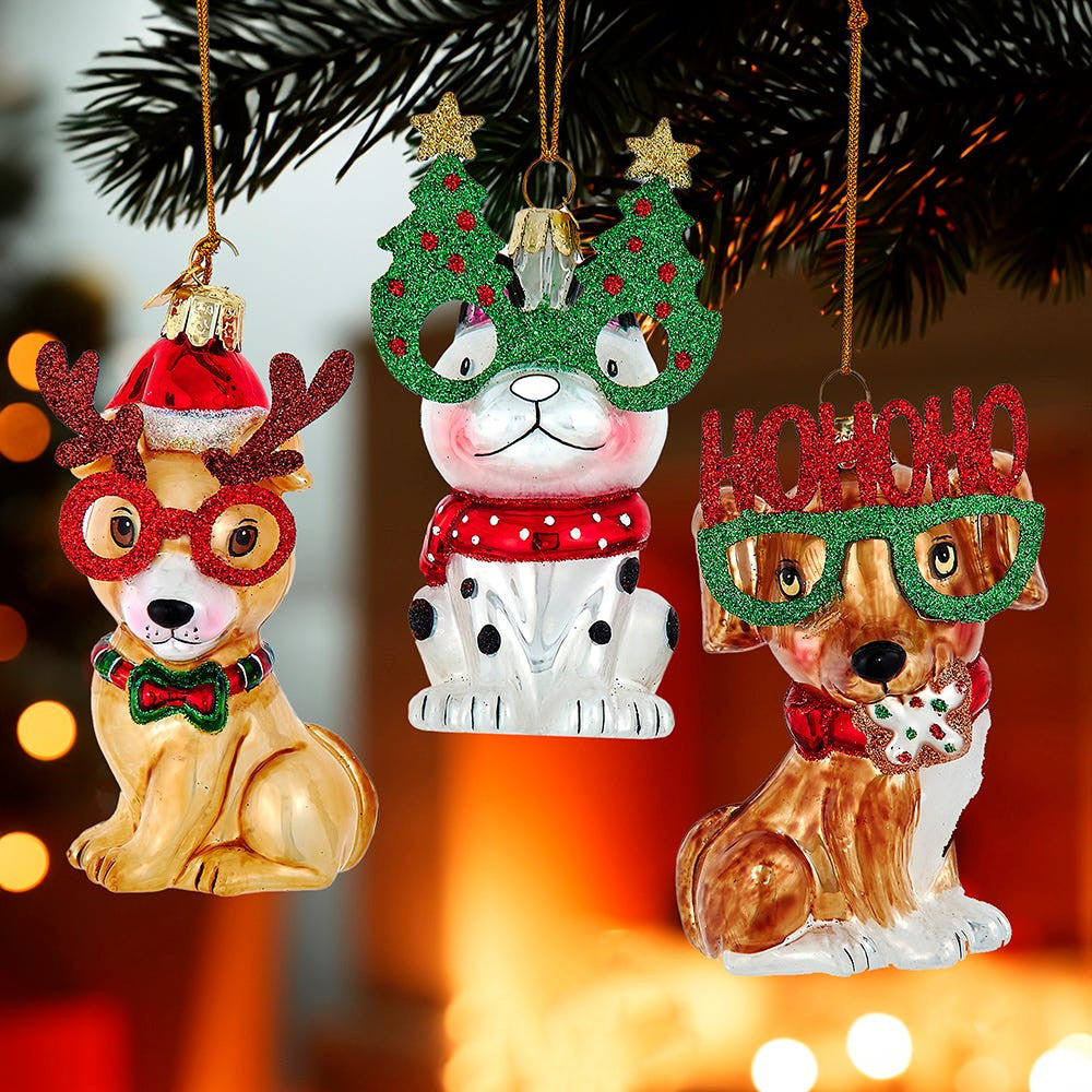 Noble Gems™ Glass Christmas Dog Ornaments