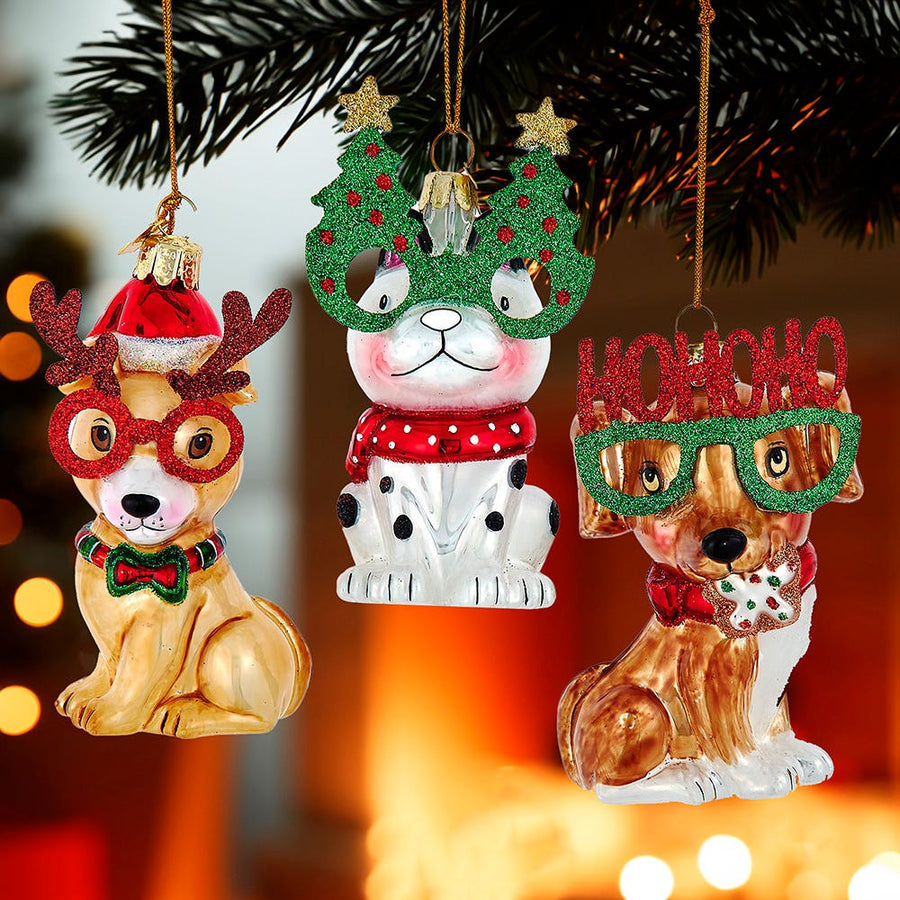 Noble Gems™ Glass Christmas Dog Ornaments