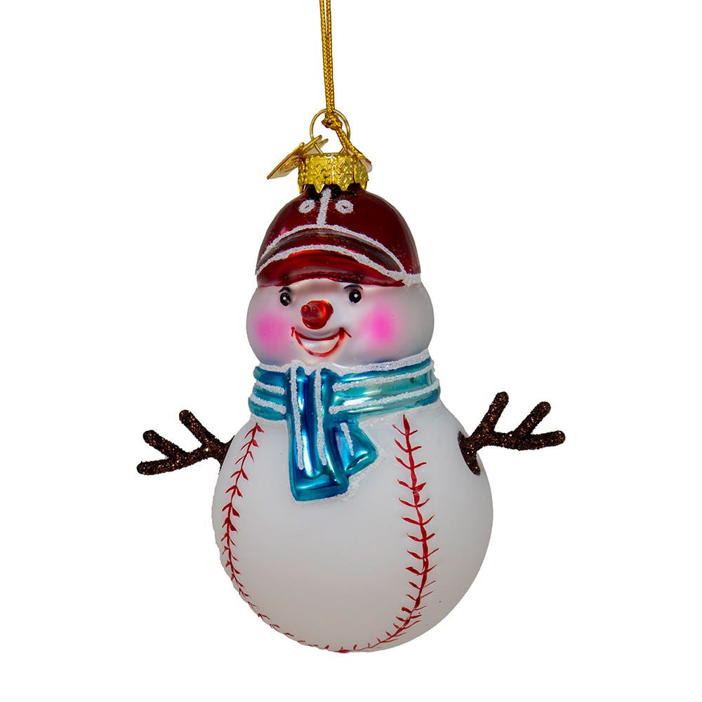 Noble Gems™ Glass Baseball Snowman With Twig Arms Ornament