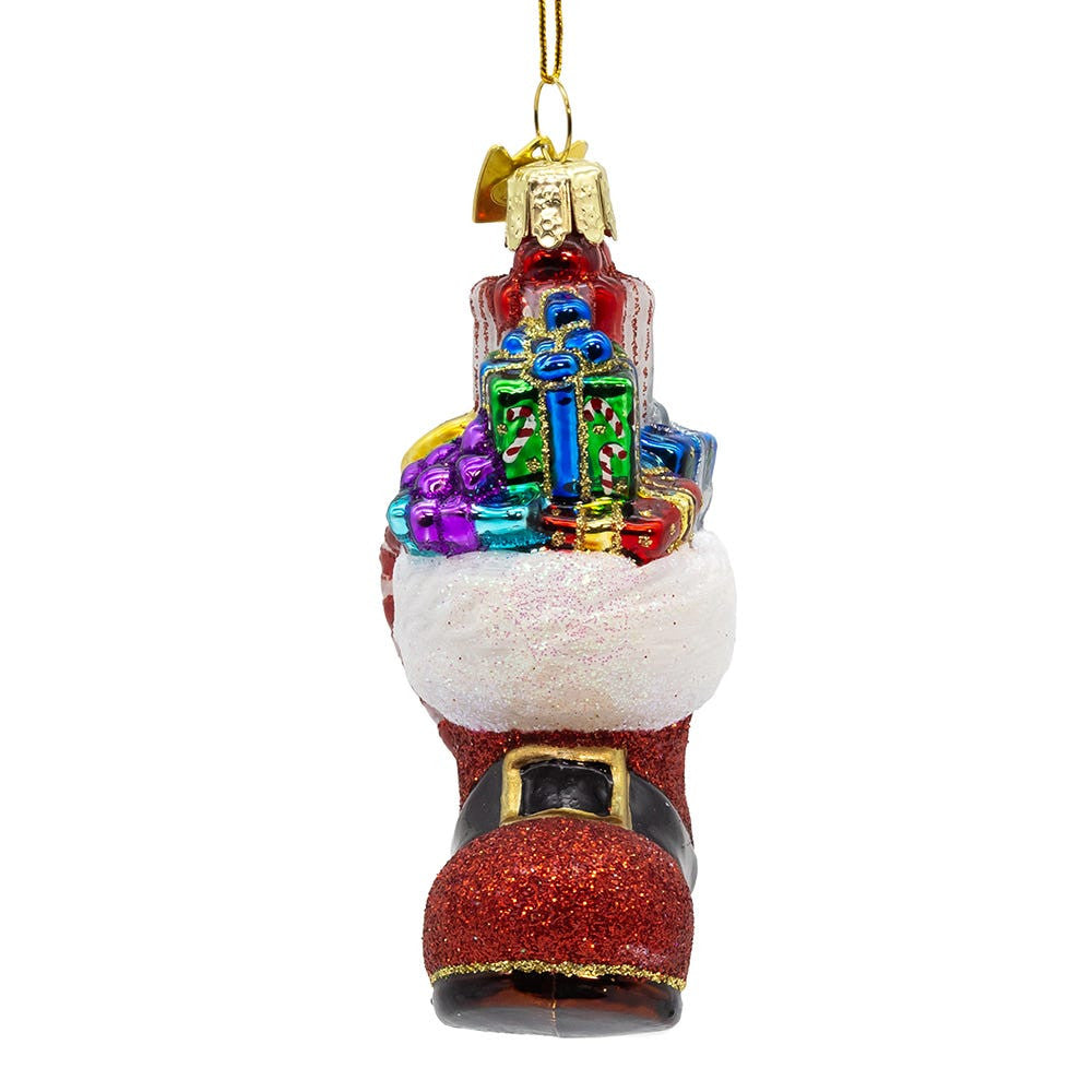 Noble Gems™ Glass Santa's Boot With Presents Ornament