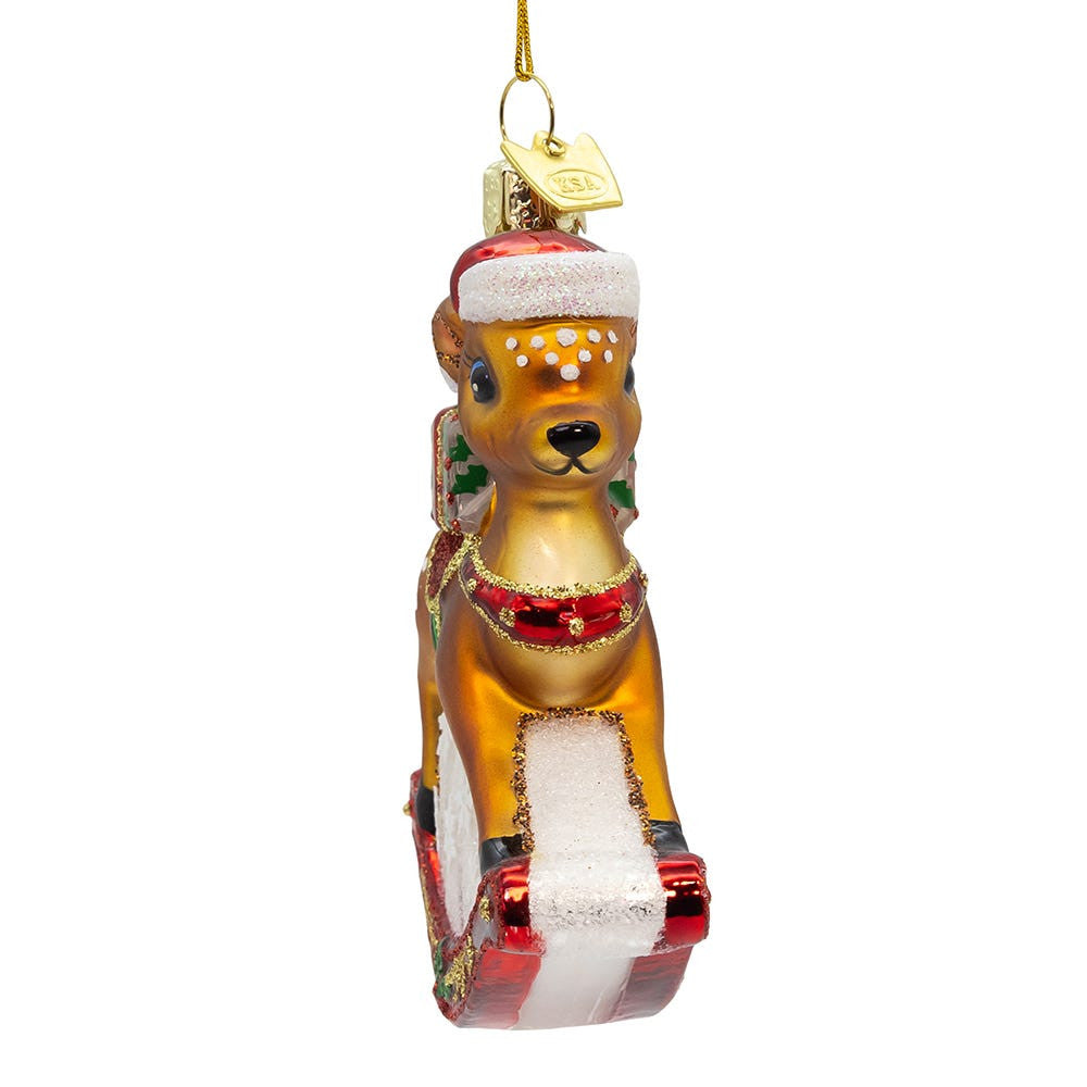 Noble Gems™ Glass Christmas Rocking Deer Ornament