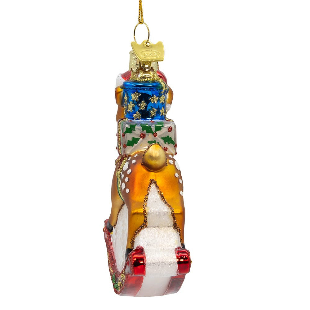 Noble Gems™ Glass Christmas Rocking Deer Ornament