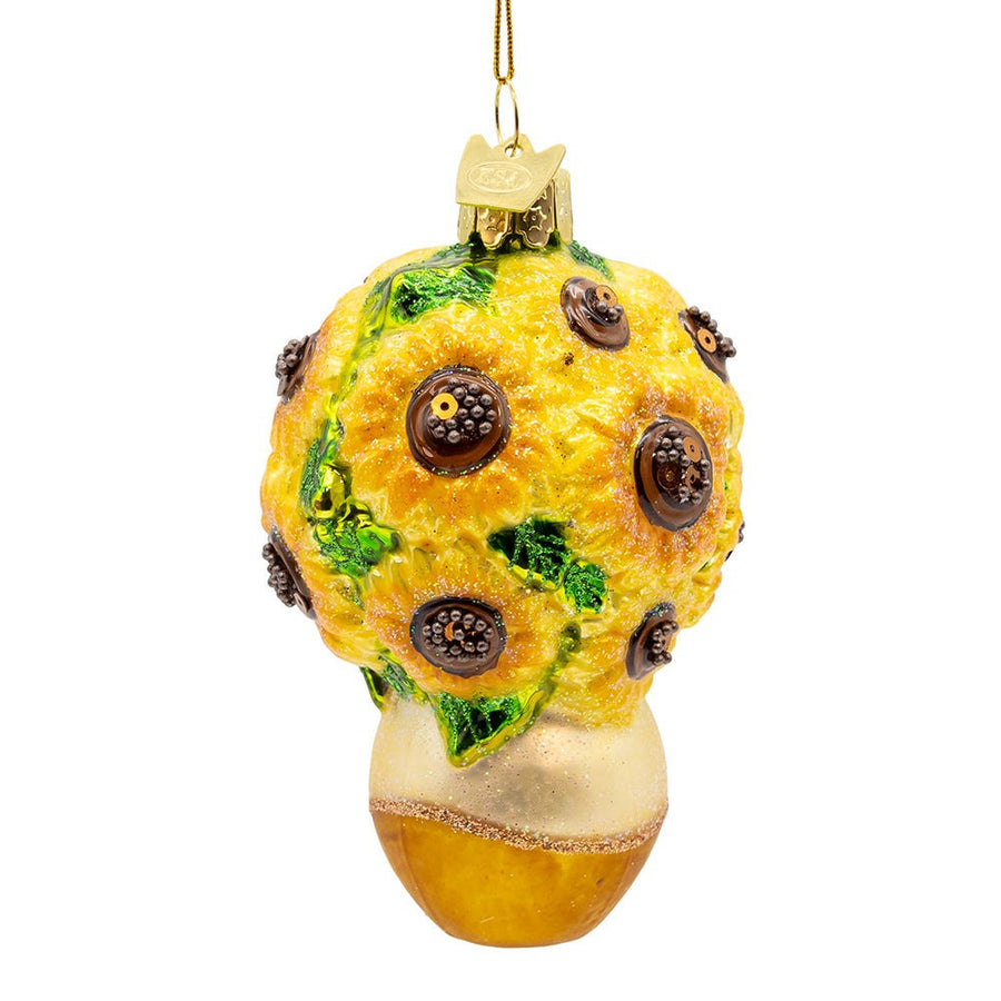 Noble Gems™ Glass Sunflowers In Vase Ornament