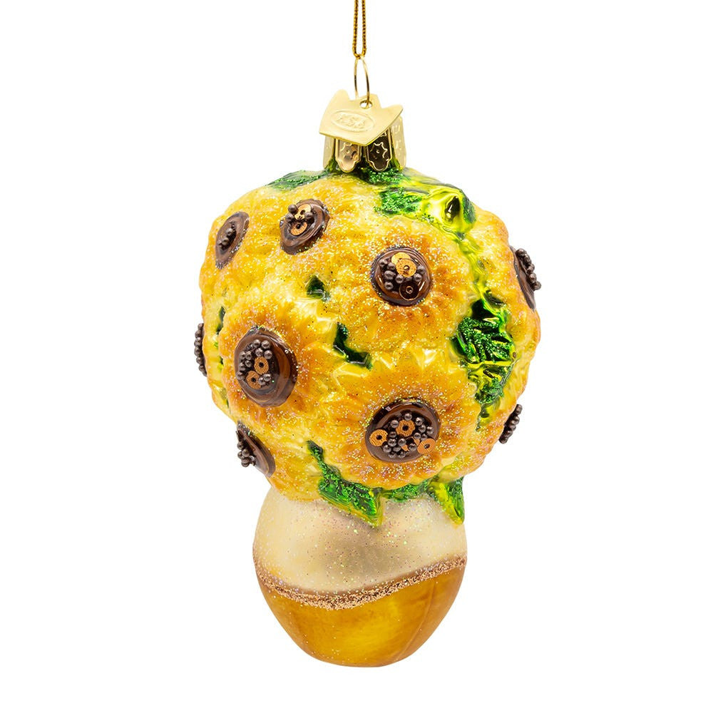 Noble Gems™ Glass Sunflowers In Vase Ornament