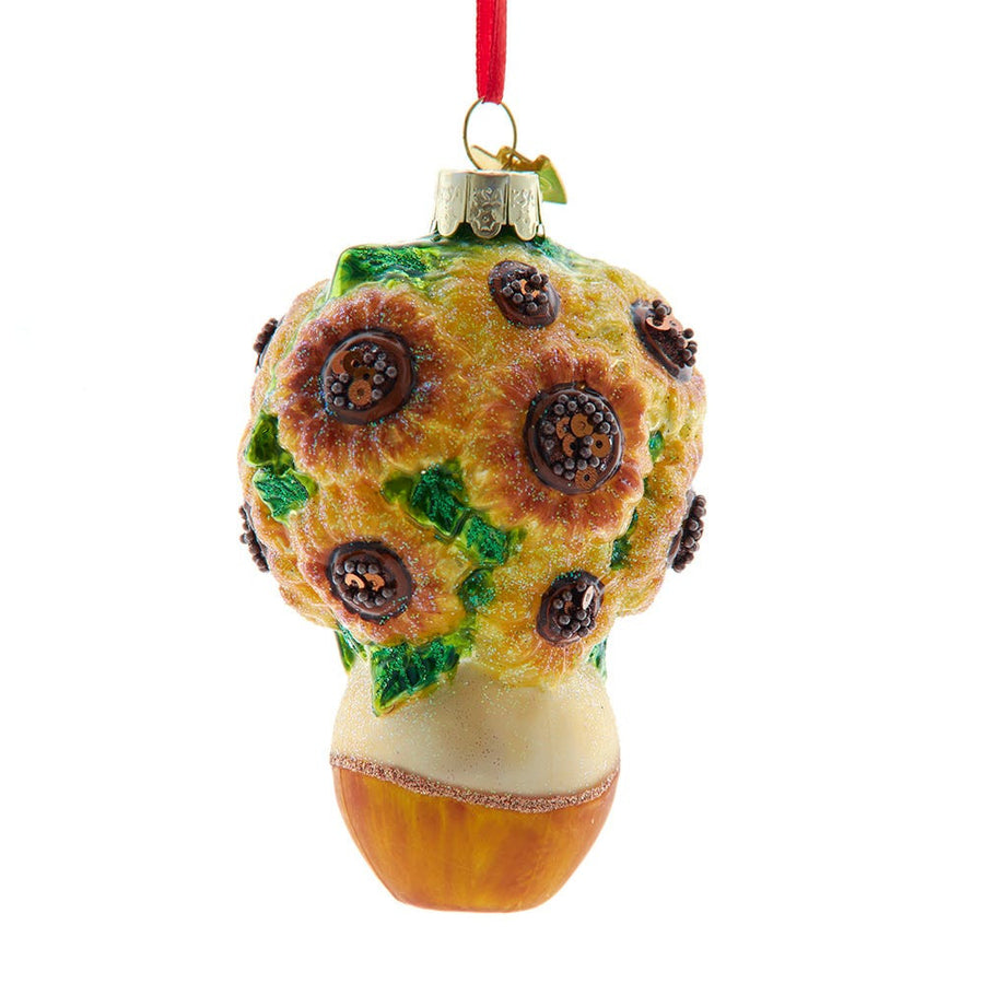 Noble Gems™ Glass Sunflowers In Vase Ornament