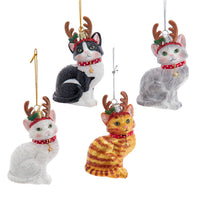 Noble Gems™ Glass Cat With Antlers Ornaments