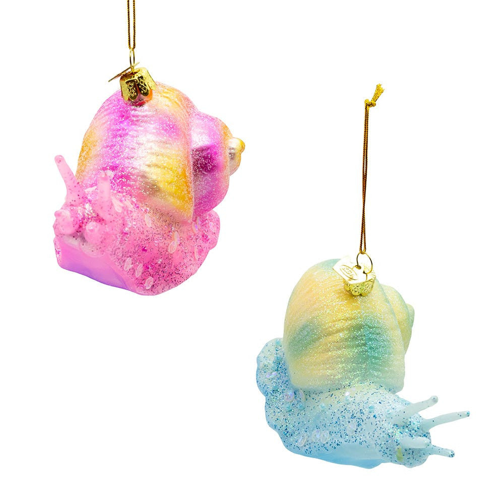Noble Gems™ Glass Pink & Blue Snail Ornaments
