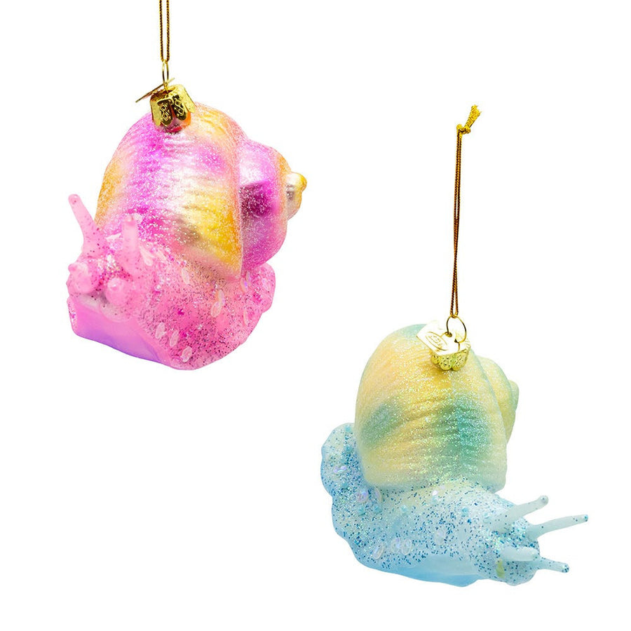 Noble Gems™ Glass Pink & Blue Snail Ornaments