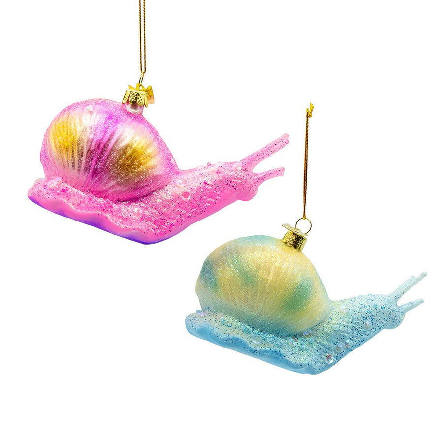 Noble Gems™ Glass Pink & Blue Snail Ornaments