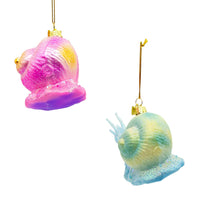 Noble Gems™ Glass Pink & Blue Snail Ornaments
