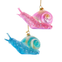 Noble Gems™ Glass Pink & Blue Snail Ornaments
